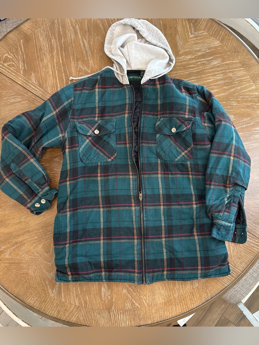 Vintage Campus lined Plaid Hooded Flannel Jacket